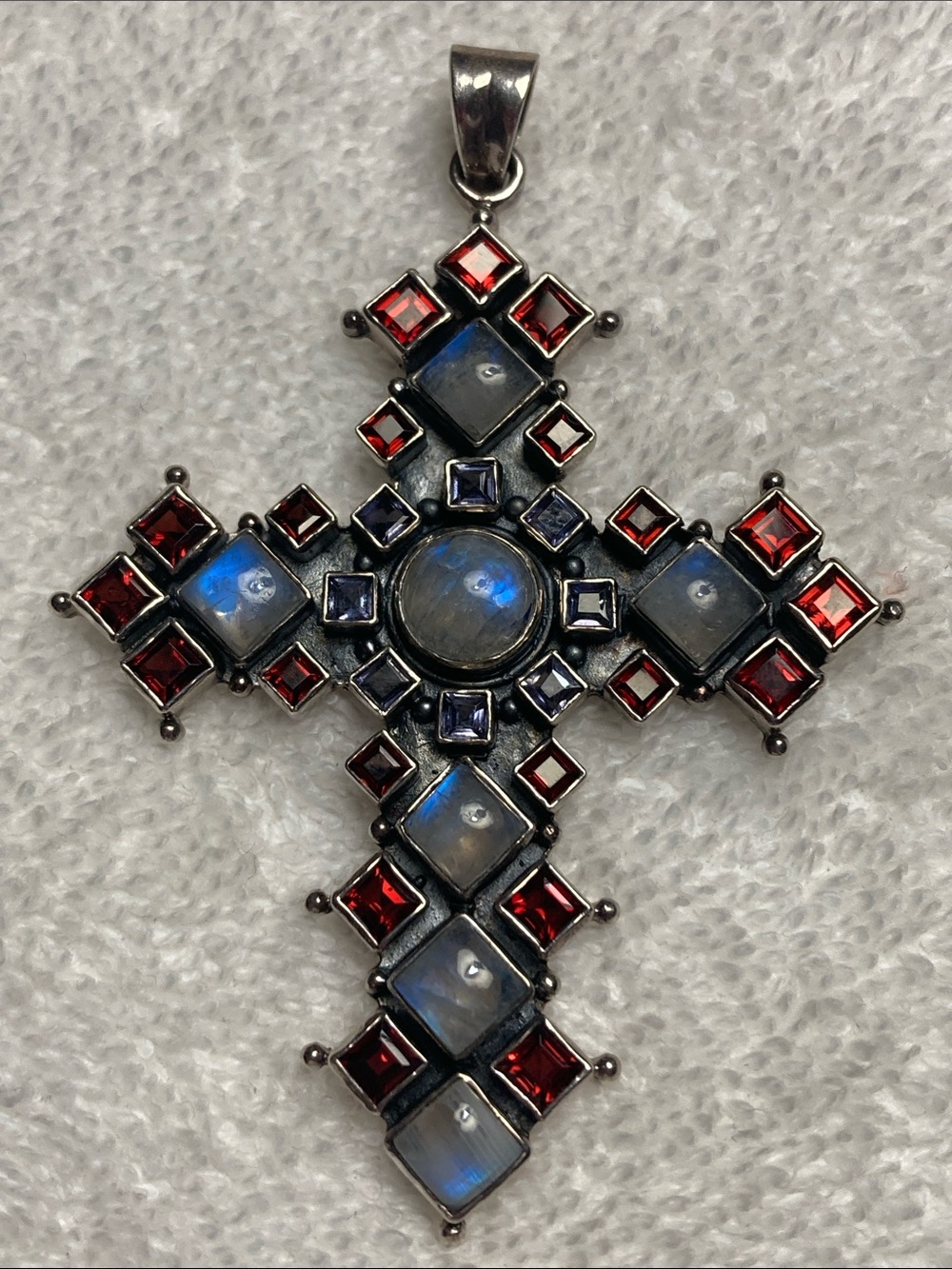 Nicky Butler Cross Pendant with Blue and Red Stones